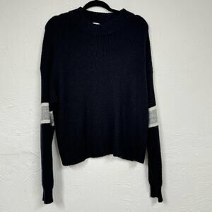 John Jenn Black Grey Pullover Sweater Womens L Academia Fall Casual Cabincore